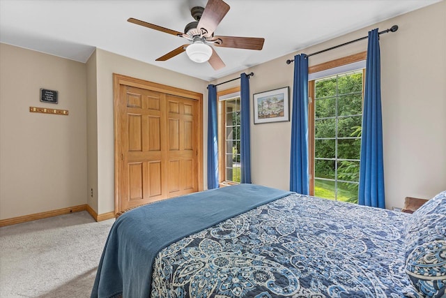110 Chestnut Way, North Prairie, WI 53153 - carpeted bedroom with a ceiling fan and a closet