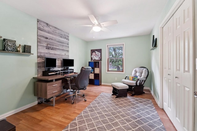 1434 Alcan Dr, Menasha, WI 54952 - office featuring light wood-style flooring and ceiling fan
