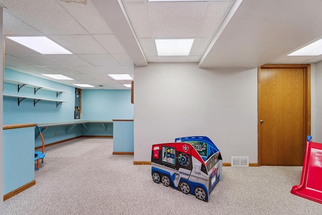 1434 Alcan Dr, Menasha, WI 54952 - game room featuring carpet and a drop ceiling