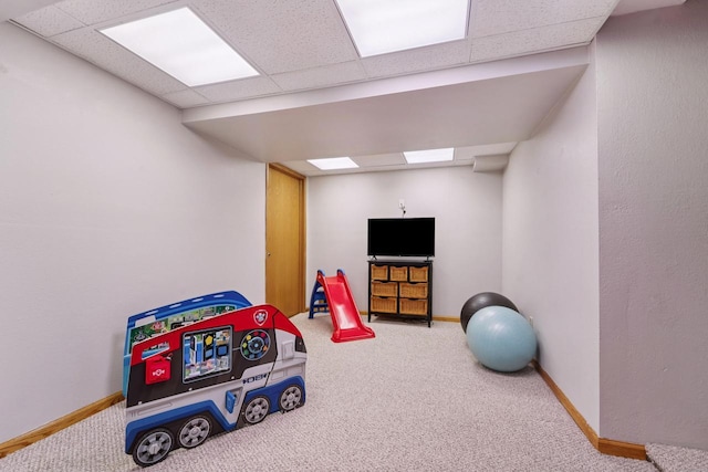 1434 Alcan Dr, Menasha, WI 54952 - rec room with carpet floors and a drop ceiling