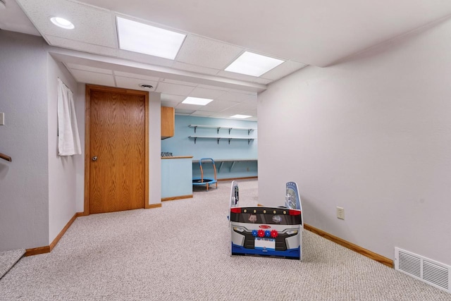 1434 Alcan Dr, Menasha, WI 54952 - game room with carpet floors and a drop ceiling