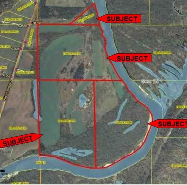 N3598 Nichols Rd, Black River Falls, WI 54615 - aerial map of property and surrounding area with property parcel outlined