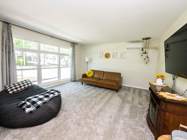 614 Decker Dr, West Bend, WI 53090 - living area with a wall mounted air conditioner and carpet flooring