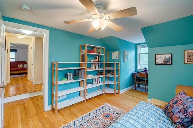 818 Ottawa Trl, Madison, WI 53711 - living area with wood finished floors, ceiling fan, and lofted ceiling