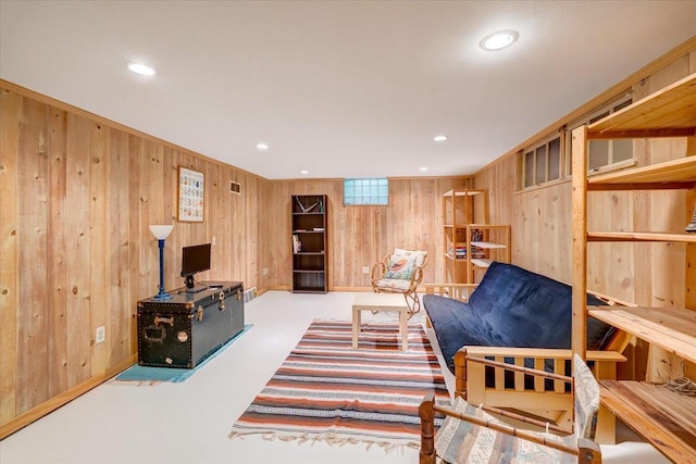 818 Ottawa Trl, Madison, WI 53711 - living area featuring wood walls and recessed lighting