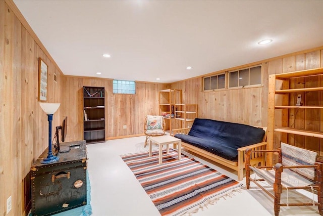 818 Ottawa Trl, Madison, WI 53711 - sitting room featuring wooden walls and recessed lighting