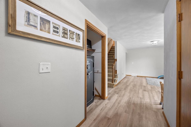 1341 Fieldstone Ct, Neenah, WI 54956 - corridor with stairway and wood finished floors