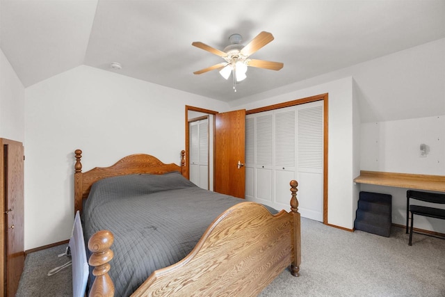 1341 Fieldstone Ct, Neenah, WI 54956 - carpeted bedroom featuring lofted ceiling, a ceiling fan, a closet, and an office area