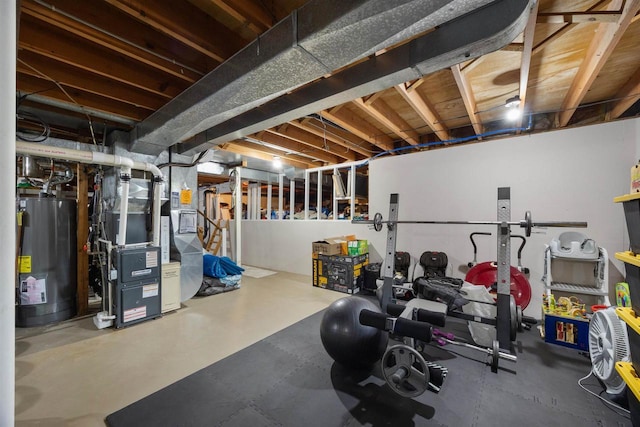 1341 Fieldstone Ct, Neenah, WI 54956 - exercise area featuring water heater and heating unit