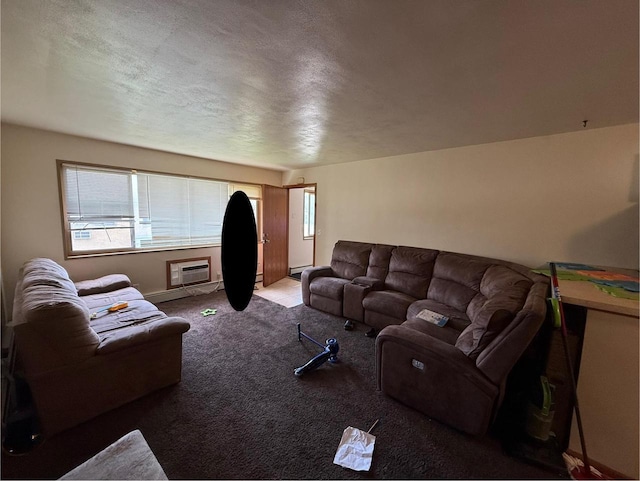 2342 Allied Dr Unit 4, Madison, WI 53711 - carpeted living area with healthy amount of natural light, a wall mounted AC, a textured ceiling, and a baseboard radiator