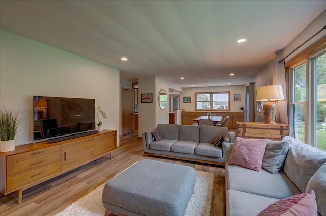 5043 Marathon Dr, Madison, WI 53705 - living area featuring light wood-style flooring and recessed lighting