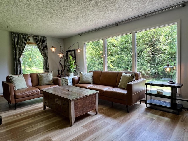 5116 S 84th St, Greendale, WI 53129 - living area featuring wood finished floors and a textured ceiling
