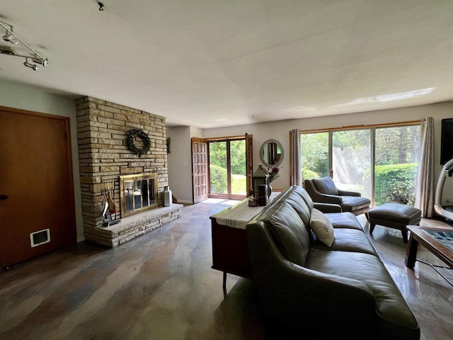 5116 S 84th St, Greendale, WI 53129 - living area with a large fireplace and wood finished floors