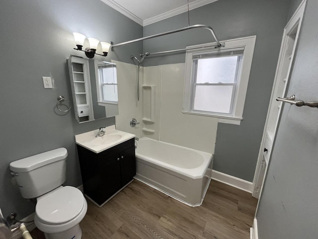 2928 N Humboldt Blvd Unit 2930, Milwaukee, WI 53212 - bathroom featuring crown molding, vanity, wood finished floors, and tub / shower combination