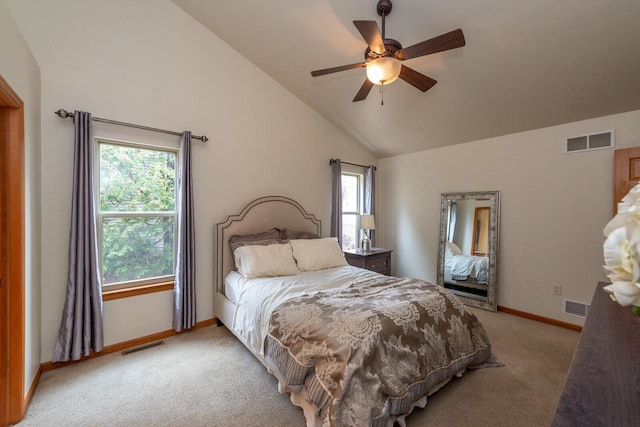 431 Thurow Dr, Oconomowoc, WI 53066 - carpeted bedroom with vaulted ceiling and ceiling fan