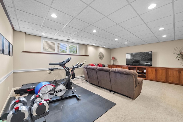 7131 Caneel Trl, Middleton, WI 53562 - workout area featuring recessed lighting, carpet floors, and a paneled ceiling