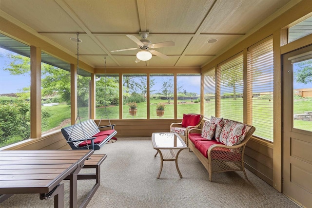 7131 Caneel Trl, Middleton, WI 53562 - sunroom featuring ceiling fan and an outdoor living space
