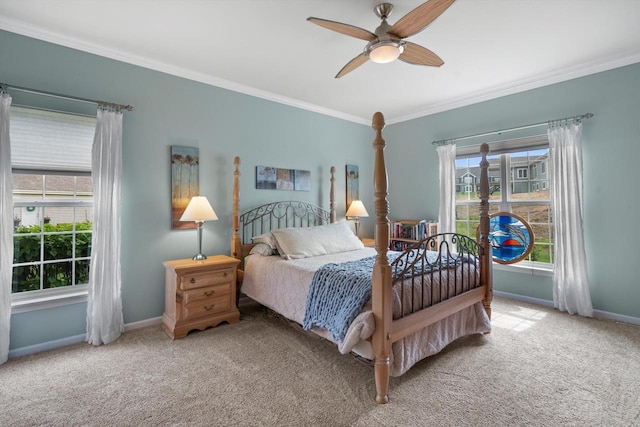 3259 Emmertsen Rd, Racine, WI 53406 - bedroom featuring crown molding, carpet flooring, and ceiling fan