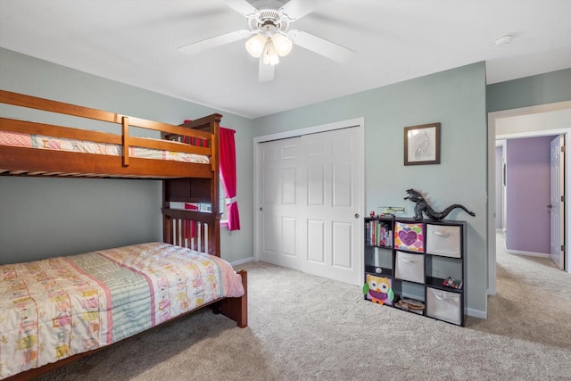 3259 Emmertsen Rd, Racine, WI 53406 - carpeted bedroom with a closet and a ceiling fan
