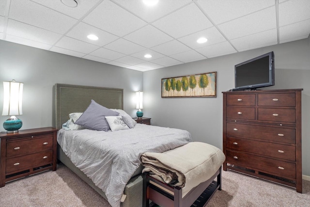 3259 Emmertsen Rd, Racine, WI 53406 - bedroom with light colored carpet, recessed lighting, and a drop ceiling