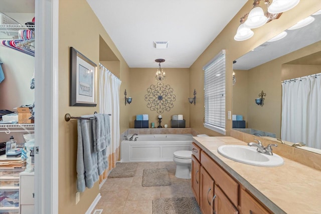 3259 Emmertsen Rd, Racine, WI 53406 - full bath with vanity, a bath, tile patterned flooring, and curtained shower