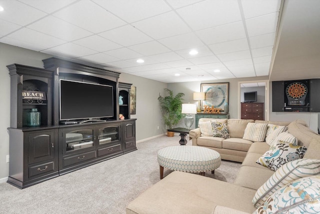 3259 Emmertsen Rd, Racine, WI 53406 - carpeted living room featuring recessed lighting and a drop ceiling