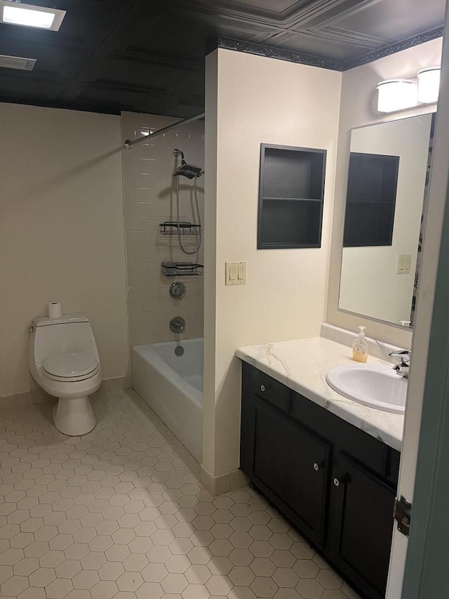 1633 N Prospect Ave Unit 18F, Milwaukee, WI 53202 - full bath with vanity, shower / bathtub combination, and an ornate ceiling