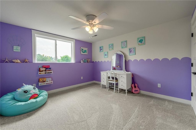 4801 358th St, Stanley, WI 54768 - playroom with ceiling fan and carpet floors