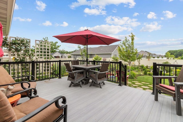 N9225 Constellation Dr, Appleton, WI 54915 - wooden deck featuring outdoor dining space