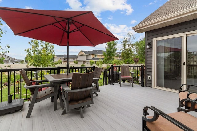 N9225 Constellation Dr, Appleton, WI 54915 - deck featuring outdoor dining area and a residential view