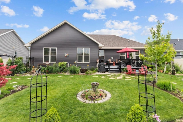N9225 Constellation Dr, Appleton, WI 54915 - back of property featuring a wooden deck