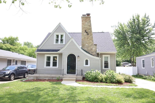 1522 S Sunny Slope Rd, New Berlin, WI 53151 - tudor house featuring a chimney and a shingled roof