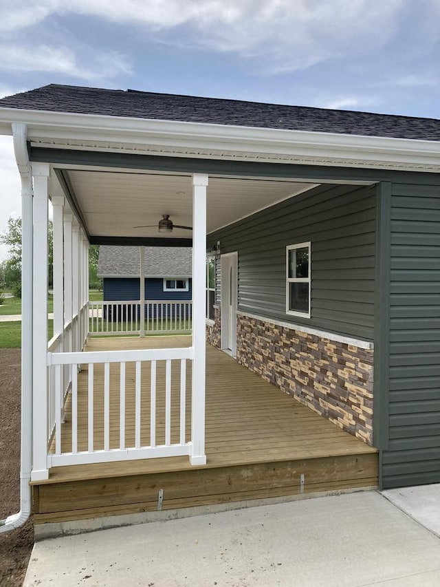 501 View St, Tomah, WI 54660 - wooden porch with ceiling fan