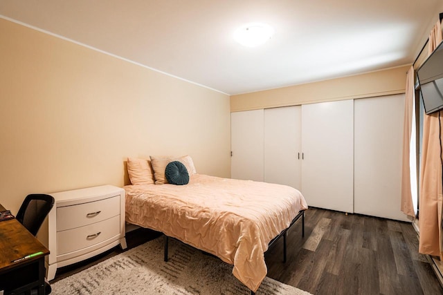 1906 E Shorewood Blvd Unit 250, Shorewood, WI 53211 - bedroom featuring dark wood-type flooring and a closet