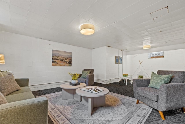 10836 W Fiebrantz Ave, Wauwatosa, WI 53222 - living room featuring concrete block wall