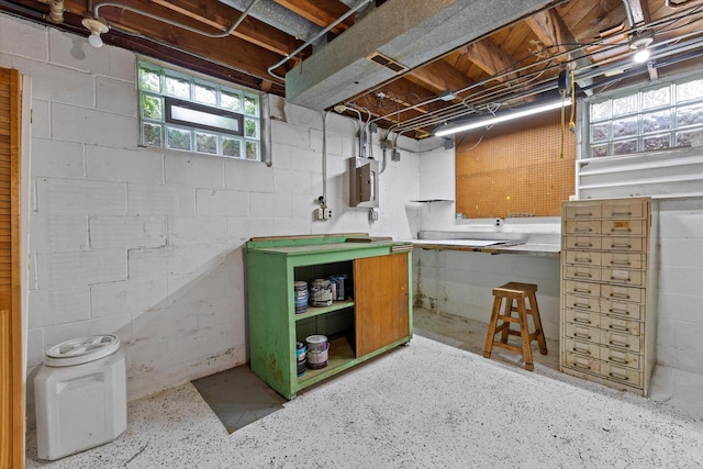 10836 W Fiebrantz Ave, Wauwatosa, WI 53222 - below grade area featuring concrete block wall and electric panel