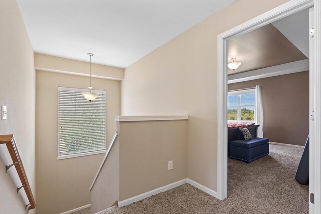 9414 Harvest Moon Ln, Verona, WI 53593 - hall featuring an upstairs landing and carpet