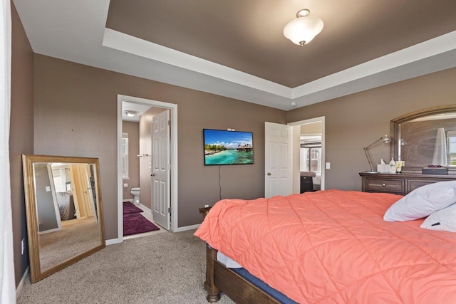 9414 Harvest Moon Ln, Verona, WI 53593 - bedroom with carpet floors, a raised ceiling, and ensuite bathroom