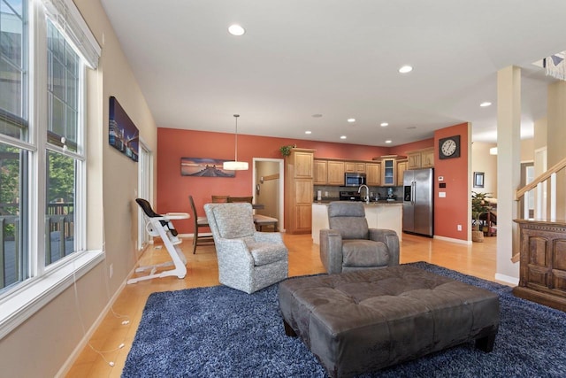 9414 Harvest Moon Ln, Verona, WI 53593 - living room featuring recessed lighting and light wood-style floors