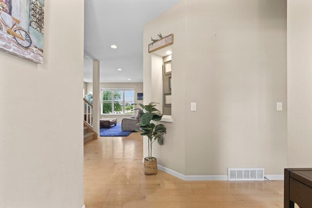 9414 Harvest Moon Ln, Verona, WI 53593 - corridor featuring recessed lighting, wood finished floors, and stairs