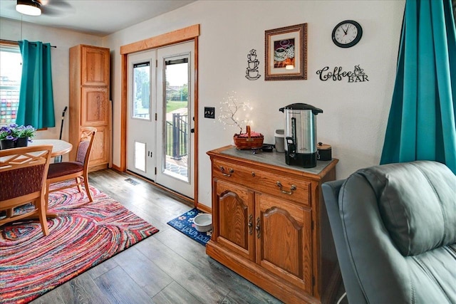 830 Violet Ln, Oregon, WI 53575 - foyer with light wood finished floors and ceiling fan