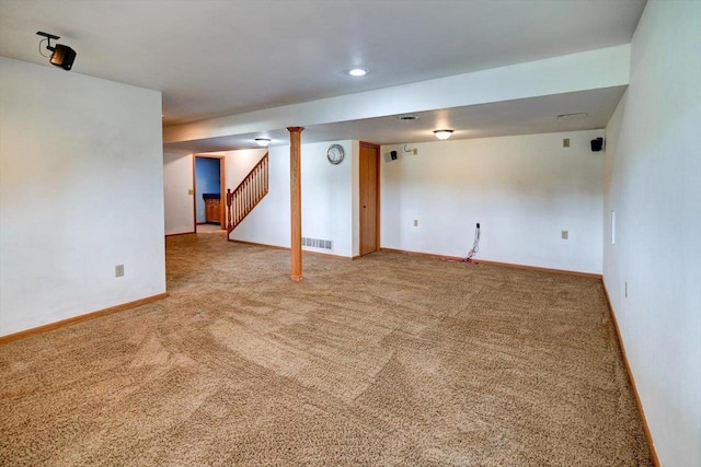 830 Violet Ln, Oregon, WI 53575 - finished basement with carpet and stairway