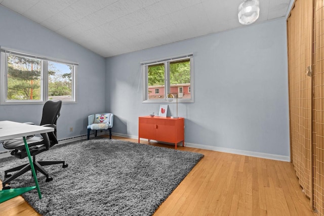 24 Hazelwood Dr, Stevens Point, WI 54481 - home office featuring wood finished floors, healthy amount of natural light, and lofted ceiling