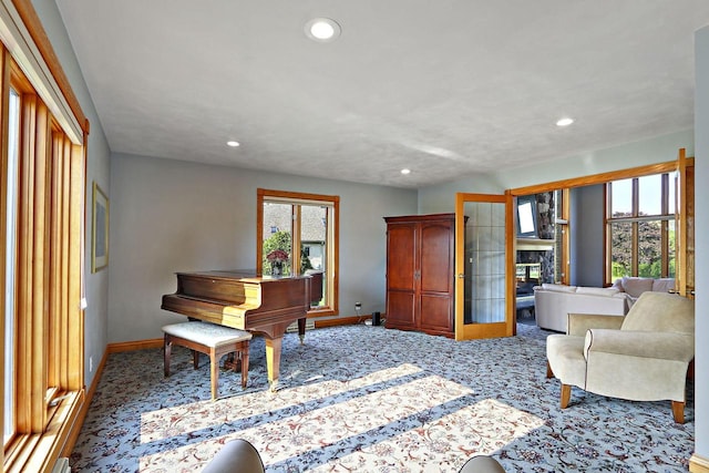 1434 43rd Ave, Kenosha, WI 53144 - living area with plenty of natural light, recessed lighting, carpet floors, and a fireplace