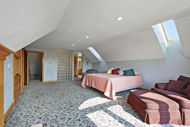 1434 43rd Ave, Kenosha, WI 53144 - carpeted bedroom featuring a skylight, vaulted ceiling, and recessed lighting