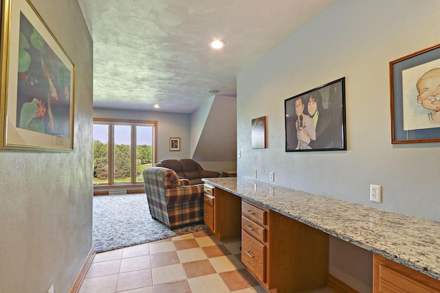 1434 43rd Ave, Kenosha, WI 53144 - interior space with built in study area, recessed lighting, a textured wall, and a textured ceiling