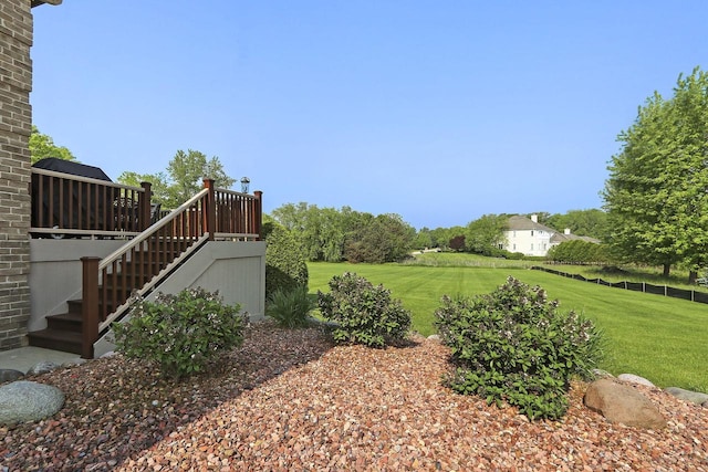 1434 43rd Ave, Kenosha, WI 53144 - view of grassy yard with stairway and a deck