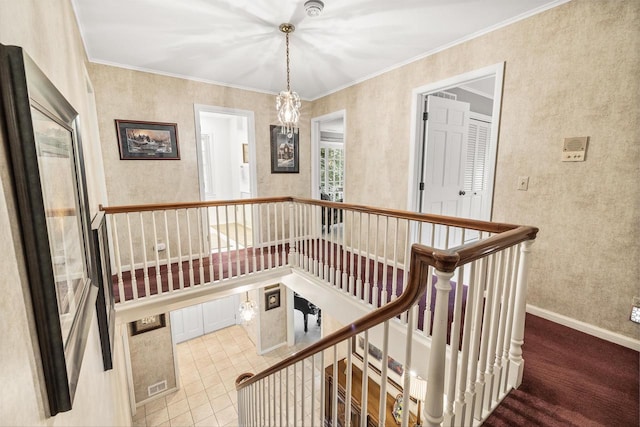 544 Maple Bluff Rd, Stevens Point, WI 54482 - hall with an upstairs landing and ornamental molding
