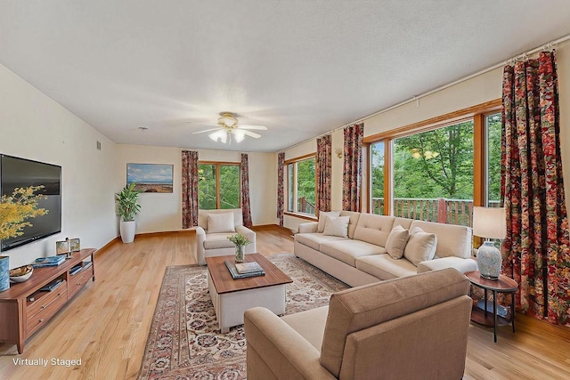 N3045 Lakeview Dr, Montello, WI 53949 - living room with ceiling fan and light wood-style flooring