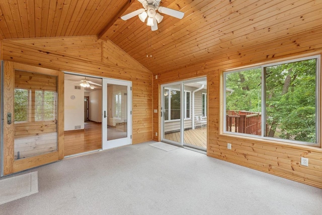 N3045 Lakeview Dr, Montello, WI 53949 - unfurnished sunroom with ceiling fan and lofted ceiling